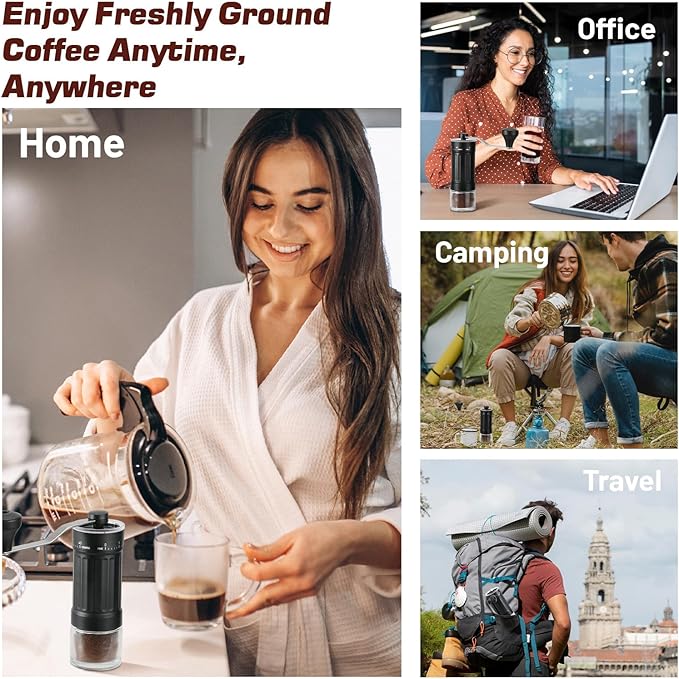 Manual Coffee Grinder, 25g Capacity Coffee Maker with 40 External Adjustable Settings, Conical Ceramic Burr Mill for Espresso Pour Over, Portable Espresso Grinder for Home Travel Camping Office