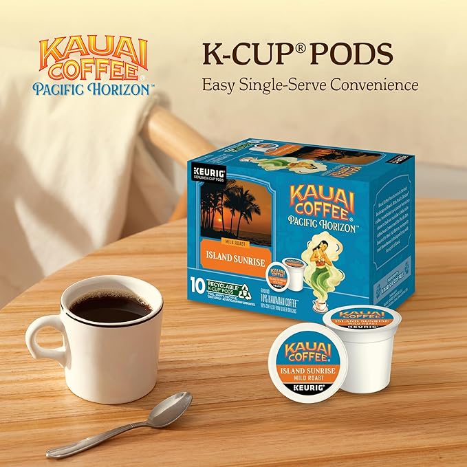 Kauai Coffee Island Sunrise Mild Roast - Compatible with Keurig K-Cup Brewers, 10 CT (Pack of 6)