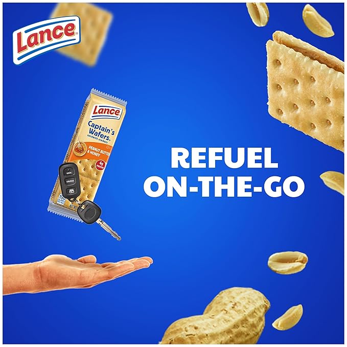 Lance Sandwich Crackers, Captain's Wafers Peanut Butter and Honey, 10 Packs, 6 Sandwiches Each