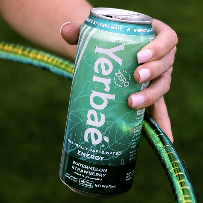 Yerbaé Watermelon Strawberry Functional Energy Drink - 0 Sugar, 0 Calories, 0 Carbs. Yerbae is Energized by Yerba Mate, Plant-Based, Healthy Alternative to Sugary Energy Drinks, 16oz cans (12 Pack)