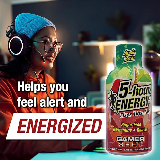 5-Hour Energy Gamer Shots Variety Pack, 30 Count (1.93 fl oz) - Extra Strength Apple Bash, Rocket Raspberry, Pineapple Charge Flavors