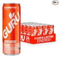 GURU Peach Mango Punch Organic Energy Drinks, Clean Energy Drink with Plant Based Natural Caffeine from Green Tea + Focus with L Theanine, Gluten Free and Vegan, 140MG Caffeine, 12oz (Pack of 24)