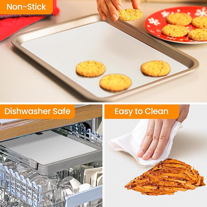 Silicone Baking Mat Roll -Non-Stick Dough Rolling Mat, Food Grade Pastry Baking Mat, Non-slip Silicone Kitchen Counter Mat, Reusable Air Fryer Mat, Washable Oil-Proof Refrigerator Liners