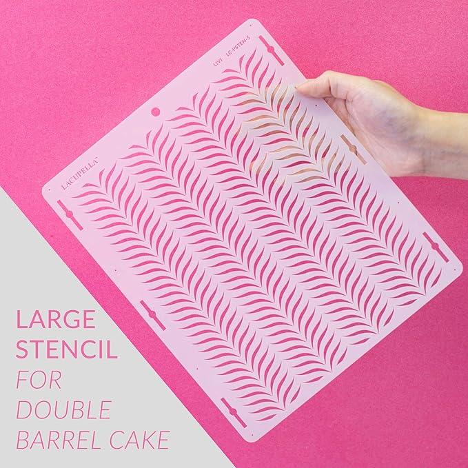 Cake Baking Stencil - Seamless Delicate Pattern for Decorating Tall Double Barrel Cake to Use with Buttercream, Royal Icing, Ganache, Paint, Airbrush (ORNA)