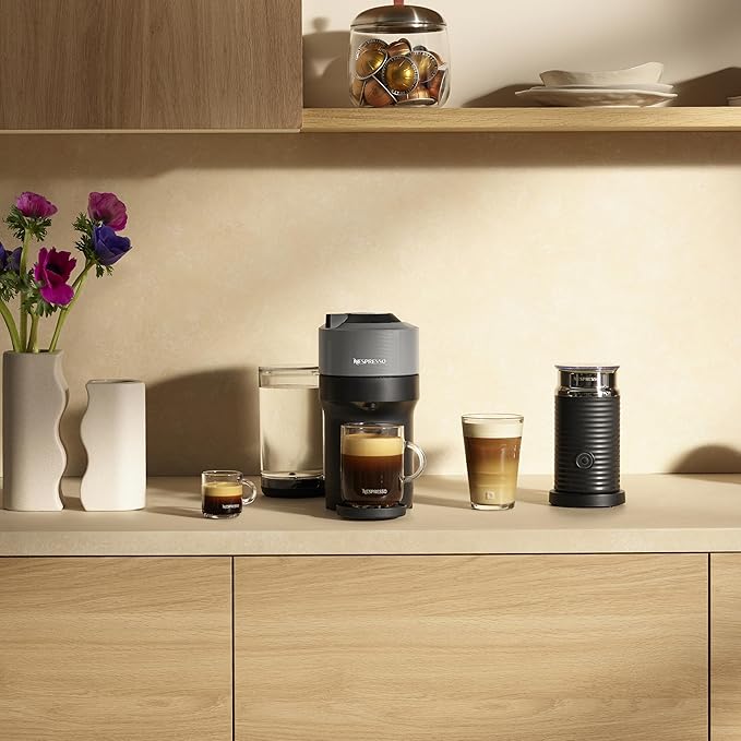 Nespresso Vertuo Pop+ Coffee and Espresso Maker by Breville with Milk Frother, Dark Grey