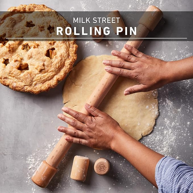Milk Street Adjustable Rolling Pin – Precision Beechwood Dough Roller with Removable Height Guides & Laser -Etched Ruler – 23" Length for Cookies, Pie Crusts & Pasta