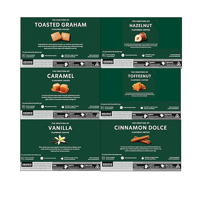 Starbucks K-Cup Coffee Pods—Flavored Coffee—Variety Pack for Keurig Brewers—Naturally Flavored—100% Arabica—6 boxes (60 pods total)