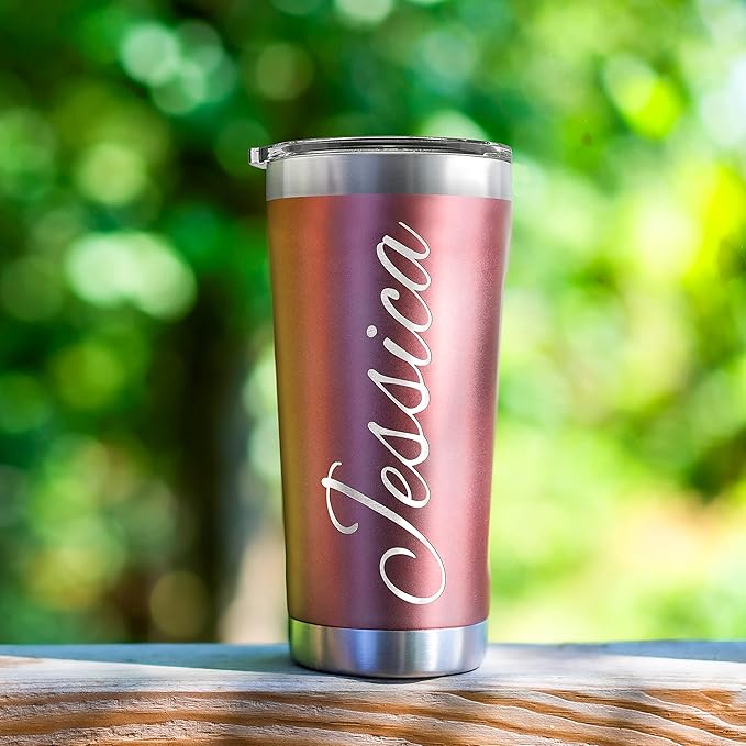 Personalized Tumbler with Engraved Name - 12 Designs, 30 Oz Coffee Tumbler with Slider Lid, Navy Blue, Double Wall Insulated - Custom Gifts for Men & Women