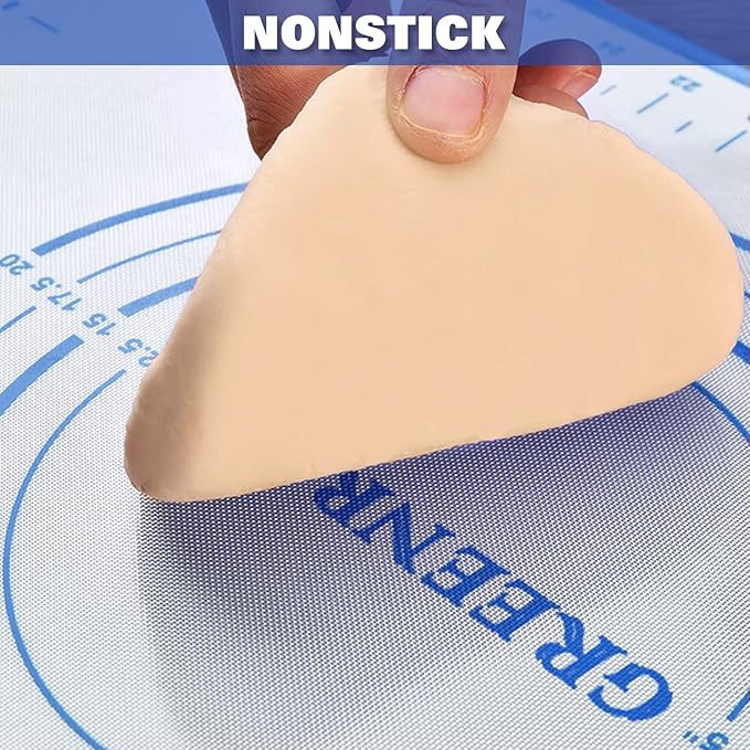 Silicone Pastry Mat Extra Thick Large Non Stick Baking Supplies Kitchen Counter Cooking Rolling Dough Sheet Pie Crust Sourdough Bread Oven Liner with Measurement (XL-20''(W)*28''(L), 2#Blue)