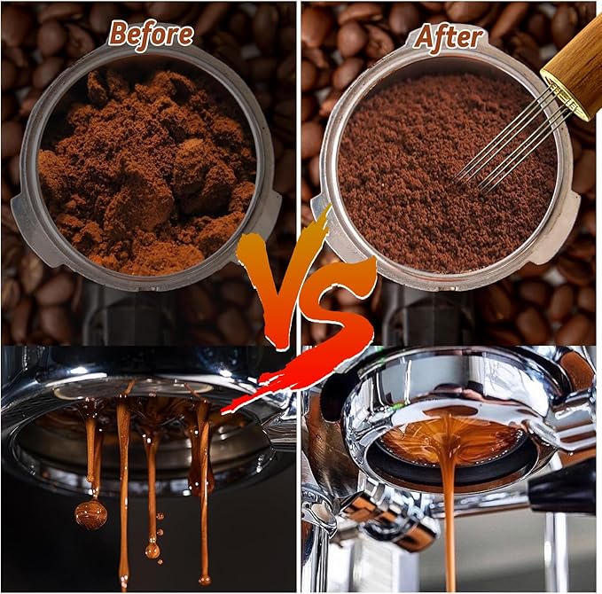 Yeelan Espresso Tamper 51mm with WDT Tool,Calibrated Spring Loaded Coffee Tamper with Silicone Mat,100% Flat Stainless Steel Base Espresso Tools - Tamper for Espresso Machine,Espresso Accessories