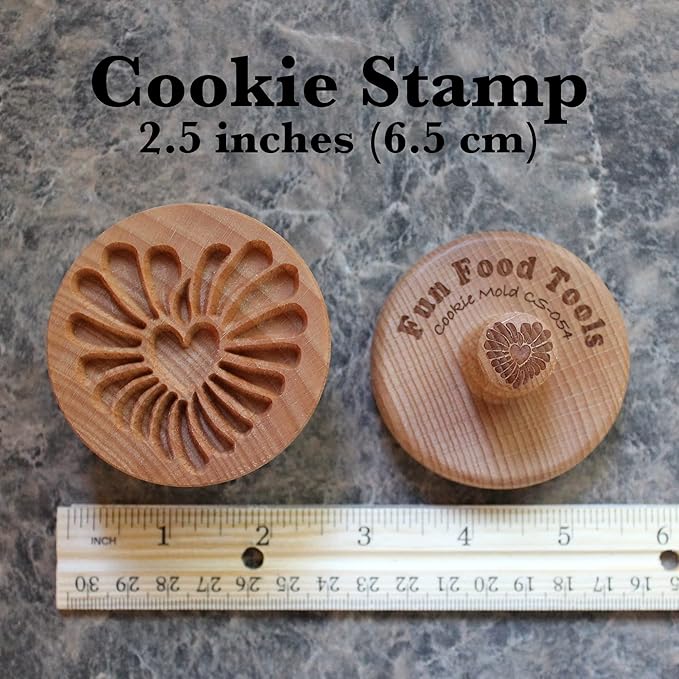 Wood Cookie Stamp, 2.5 Inch (Heart Love CS-054)