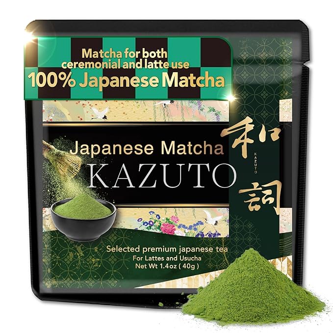 Kazuto Matcha Selected Premium Japanese Green Tea for Lattes and Usucha Superior Premium Grade Authentic Japanese First Harvest from Japan Antioxidants Unsweetned