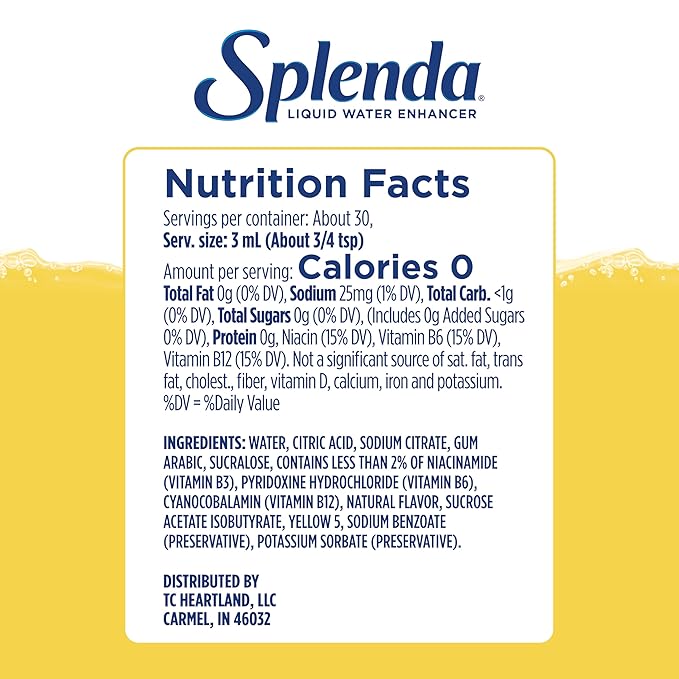 SPLENDA Liquid Water Enhancer Drops, Sugar Free, Zero Calorie, Natural Flavor, Concentrated Drink Mix, 3.11 Fl Oz Each Bottle (Lemonade, 2 Pack)