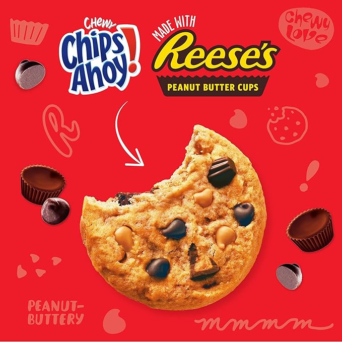 NABISCO CHIPS AHOY! Peanut Butter Cup Chocolate Cookies, Family Size, 14.25 Ounce (Pack of 1)