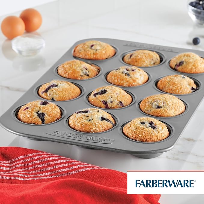 Farberware 12-c. Nonstick Nonstick Bakeware Muffin Pan, Gray