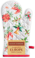 Maison d' Hermine Oven Gloves 100% Cotton Oven Mitt 7" x 13" with Loop Heat Resistant, BBQ, Cooking Gloves, Baking, Grilling, Kitchen, Handling Hot Pans (Pack of 1, Chromo)