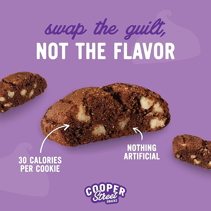 Cooper Street Twice-Baked Brownie Chocolate Biscotti Cookies (16oz each, Pack of 2) - 50 Two-Bite Mini Italian Style Snacks - Dairy-Free, Peanut Free, Kosher, Low-Calorie, Perfect with Coffee or Tea