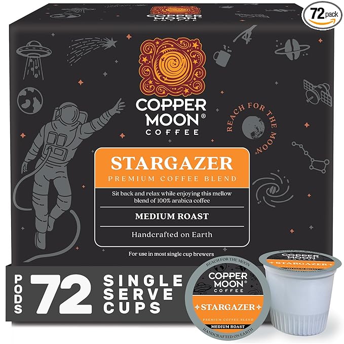 Copper Moon Single Serve Coffee Pods for Keurig K-Cup Brewers, Medium Roast, Stargazer Blend, 72 Count