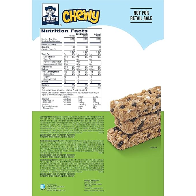 Quaker Chewy Granola Bars, 3 Flavor Back-to-School Variety Pack, 58 Count
