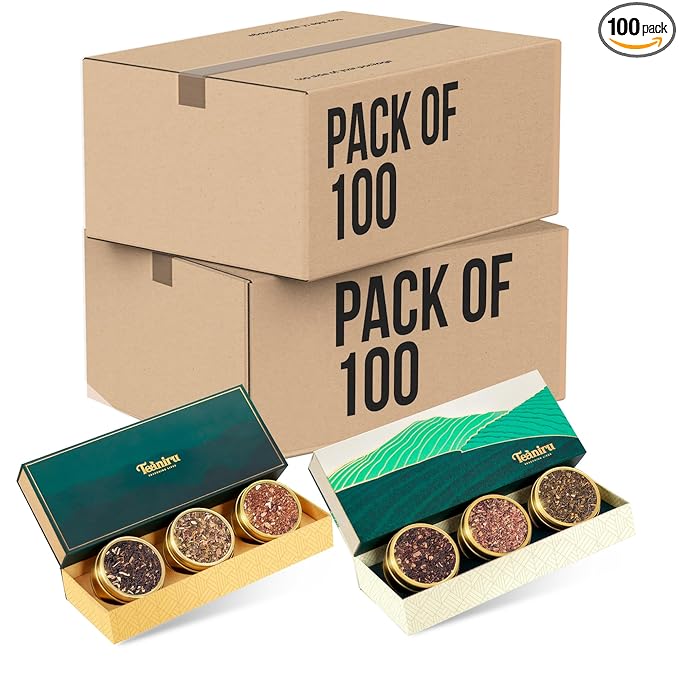 Teaniru, Gourmet Tea Collection – Pack of 100 | 6 Flavored Loose Leaf Tea Set | Gourmet Tea Gift Sets | Corporate Gifting & Bulk Gifts