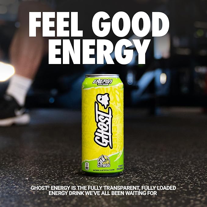 GHOST Energy Drink - 12-Pack, Citrus, 16oz Cans - Energy & Focus & No Artificial Colors - 200mg of Natural Caffeine, L-Carnitine & Taurine - Gluten-Free & Vegan
