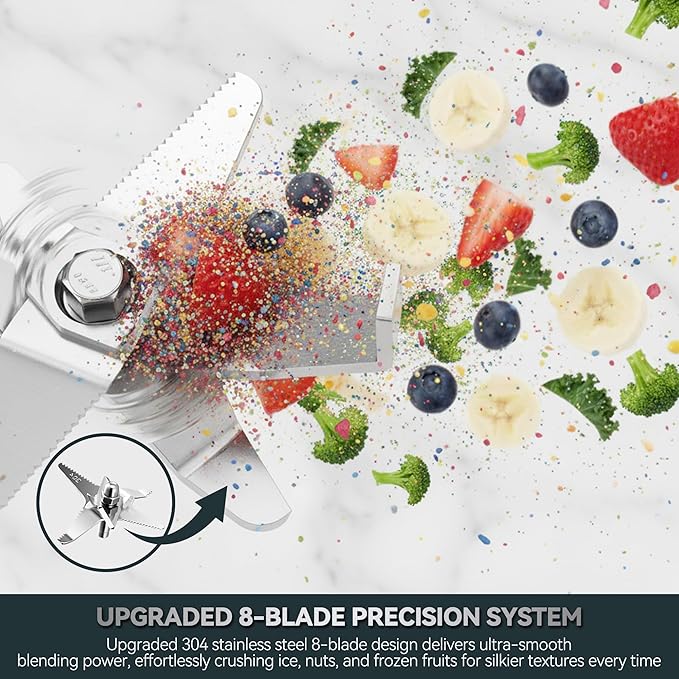 Glass Blenders for Kitchen – Stainless Steel Professional Blender for Smoothies 1500W Motor, Food Processor Combo 9 Adjustable Speeds, 14 Preset Programs, BPA-Free Glass Jar blender, Nut Milk, Soups