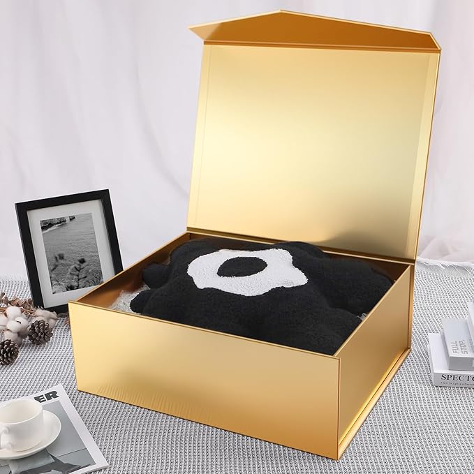19.2x15.8x7 Inches, 5 Extra Large Gift Boxes with Lids, Bridesmaid Proposal Boxes with Magnetic Closure, Giant Gift Boxes for Clothes and Large Gifts (Glossy Gold)
