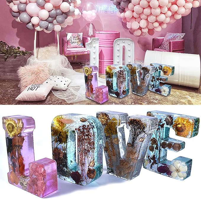 ESEDAGE 7 Inch Letter Resin Mold - 26 Pack English Alphabet Mold for Resin Casting & Soap Making
