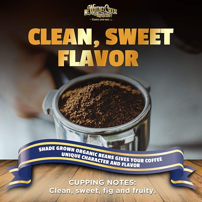 Mt. Whitney Premium Organic Spring Water Colombian, Medium Dark Raost, Low Acid, Decaf Coffee (Ground, 2 Lb)