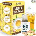 LeafLea 100% Pure Ginger Root Tea Bags – Spicy & Warming Herbal Tea, Supports Digestion & Immune Health, Individually Wrapped, Non-GMO, Caffeine Free, Sugar Free, No Gluten