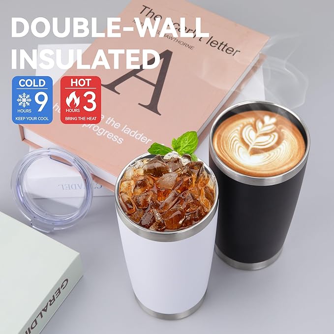 HASLE OUTFITTERS 20oz Stainless Steel Tumblers Bulk, Insulated Travel Cup with Lid, Double Wall Vacuum Coffee Mug for Cold & Hot Drinks 4 Pack, Royal Blue