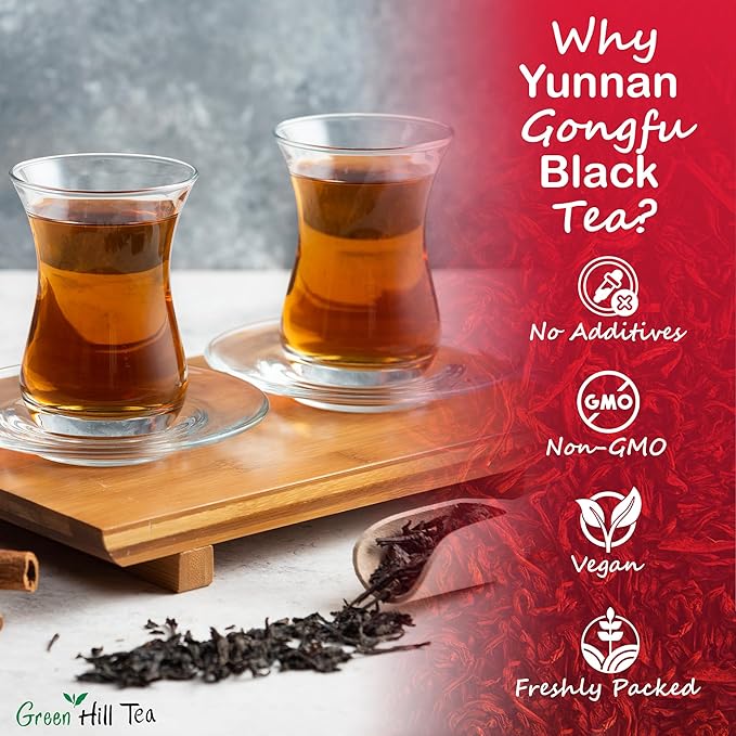 Yunnan Gongfu Black Tea , Natural Black Tea with Excellent fullness with subtle sweetness– 3.5 Oz Bag