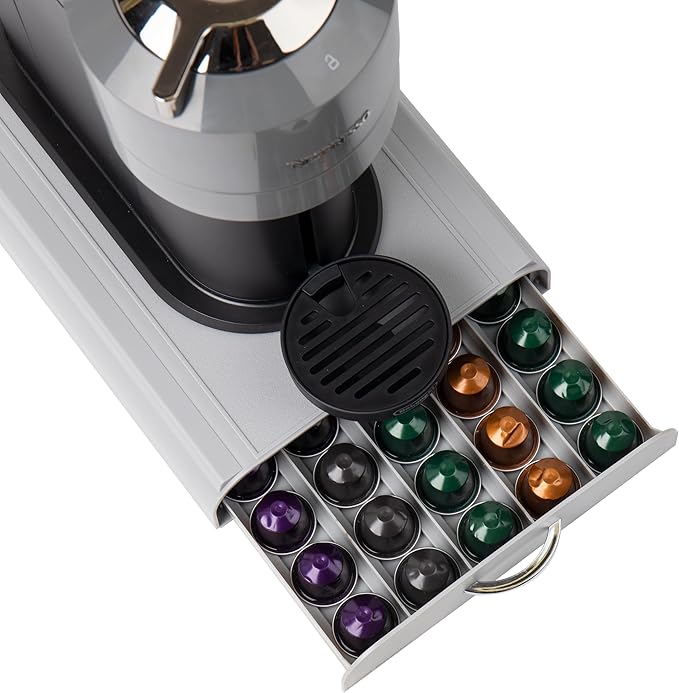 Mind Reader Nespresso Compatible Capsule Drawer, Countertop Organizer, Coffee Pod Holder, Storage, 9.25"L x 15"W x 2"H, Gray
