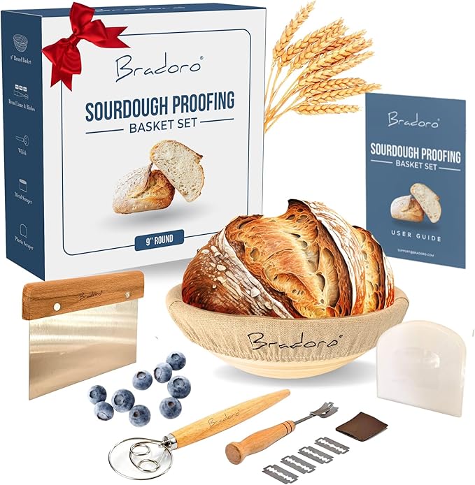 Sourdough Bread Proofing Basket, Bread Baking Supplies, Sour dough Starter Kits, Bread Making Tools Kit, Sour Dough Kit Tools, Sourdough Proofing Basket, Sourdough Kit Gift for Mom Bakers Women Wife