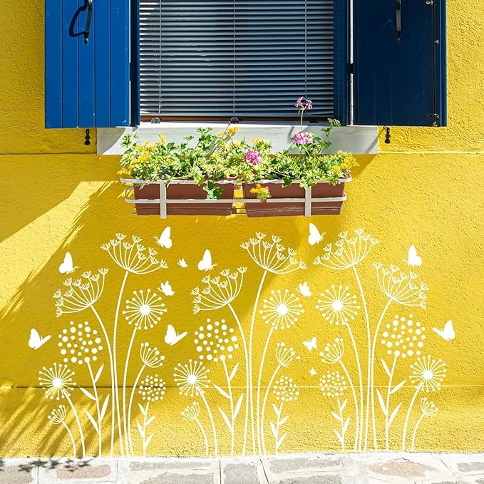 Large Flower Stencils for Painting on Walls Large Floral Stencil Vine Sunflower Rose Stencils for Wood Fence Furniture Fabrics