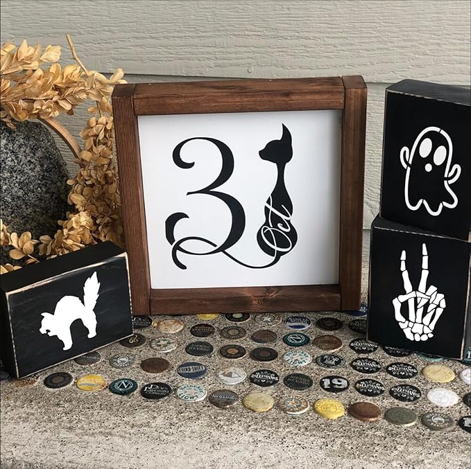 Halloween Stencils Pumpkin Face Stencils Reusable Ghost Bat Witch Spider Stencil for Painting on Wood Fabrics DIY Crafts Ornaments Decor
