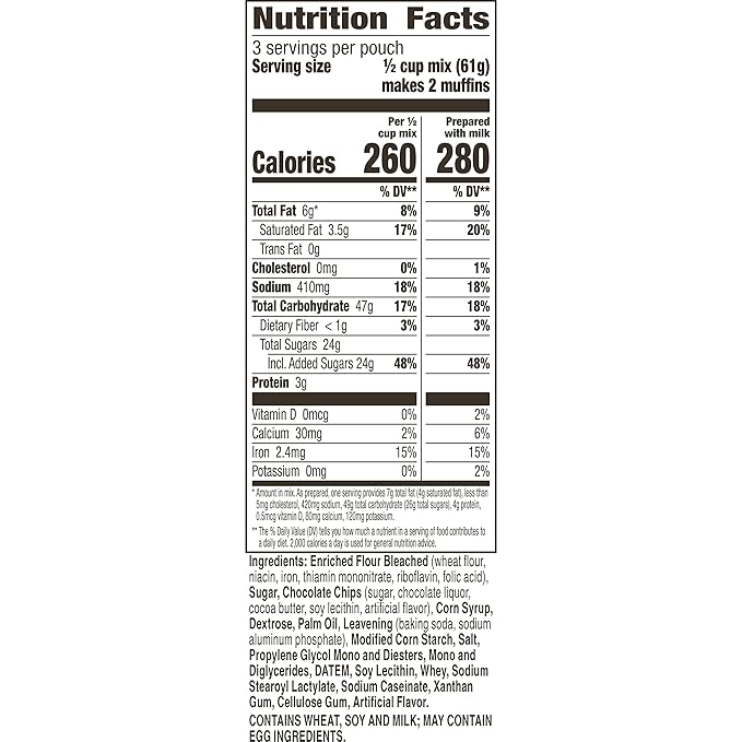 Betty Crocker Chocolate Chip Muffin Mix, 6.5 oz (Pack of 9)