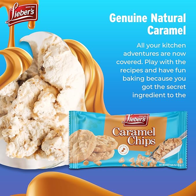 Lieber's Real Caramel Chips| Baking Chips | Certified Kosher for Cookies, Cakes, Muffins and More! 9 Oz Pack Of 3