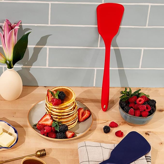 GIR: Get It Right Silicone Spatula Turner - 13-Inch Red - Nonstick Heat-Resistant Silicone Cooking Spatula - Pancake Flipper & BBQ Utensil - Flexible Tip & Sturdy Core