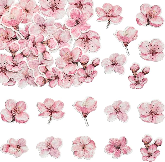 Ephlyn 50Pcs Edible Flowers Cake Topper Cupcake Toppers Wedding Themed Party Baby Shower Birthday Party Cupcake Picks Anniversary Party Decorations Supplies Pink