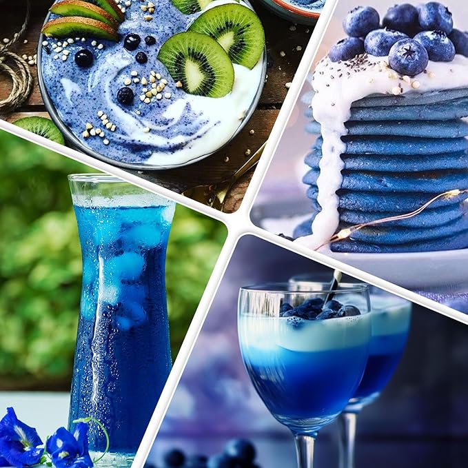 Butterfly Pea Flower Powder - 3 oz All Natural Butterfly Pea Flower Tea, Bright Blue and Purple Food Coloring Butterfly Pea Powder for Ice Cream, Popsicle, Cocktail, Smoothies, Coffee, Milk, Bakery - 85g