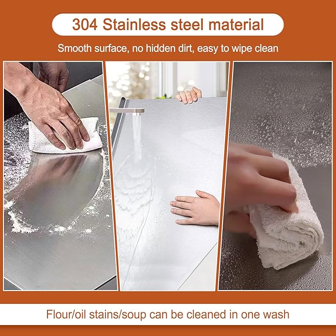 Stainless Steel Cutting Boards for Kitchen,304 Stainless Steel Chopping Boards with Lip and Non-slip silicone pad for Countertop Cutting Meats Fruits,Easy To Clean (19.6 * 19.6 * 0.06inch)