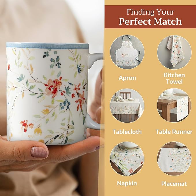 Maison d' Hermine Coffee Mug with Handles Fine Bone China Mugs Pack of One Tea Cups for Hot Beverages Cappuccino Latte Home Restaurant Office Perfect for Gift (Colmar - Blue, 15 Ounce)