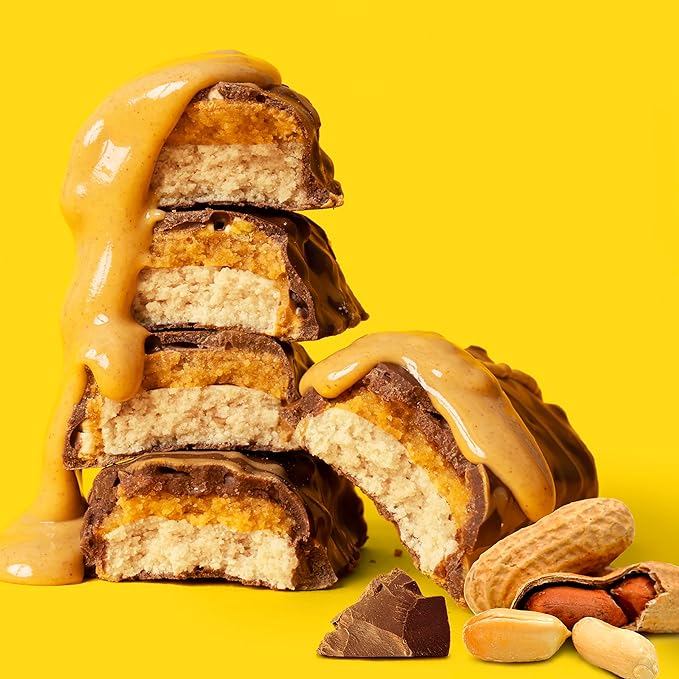 FITCRUNCH Snack Size Protein Bars, 6-Layer Baked Bar, 3g of Sugar, Gluten Free & Soft Cake Core (9 Bars, Peanut Butter Crunch)