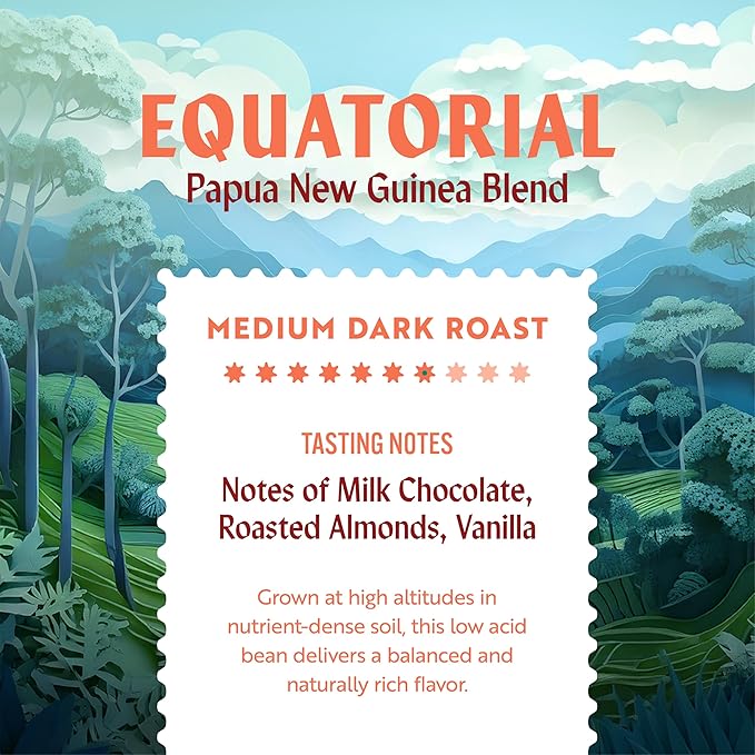 Clean Coffee Co. - Low Acid Medium-Dark Roast, Tested for Molds and Toxins, Papua New Guinea Blend, Notes of Milk Chocolate and Roasted Almonds (Whole Bean, 12 oz Bag)