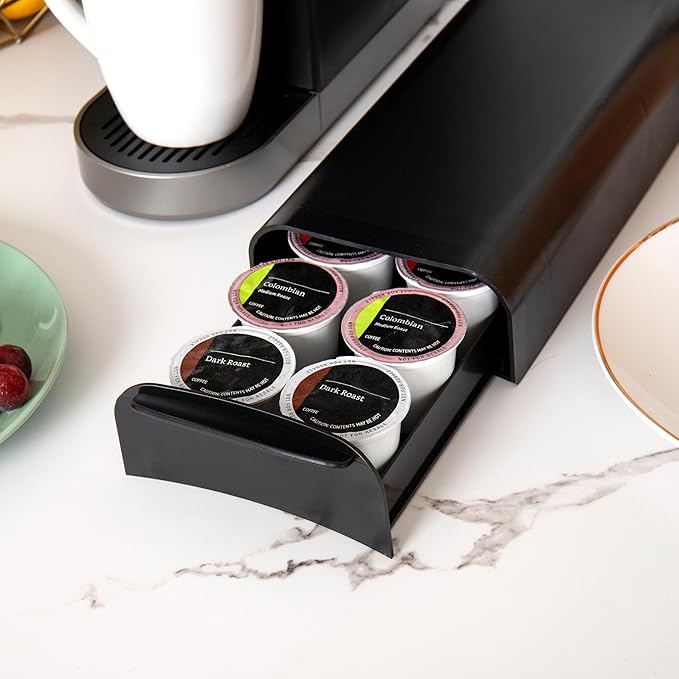 Mind Reader Anchor Collection, Single Serve Coffee Pod Drawer, 12-14 Coffee Pod Capacity, Countertop Organizer, Black