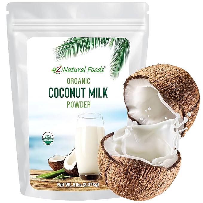 Z Natural Foods Organic Coconut Milk Powder - All-Natural Vegan Dairy-Free Alternative with MCTs - Unsweetened Coconut Creamer for Coffee & Smoothies - Gluten-Free, Non-GMO, 5 lbs