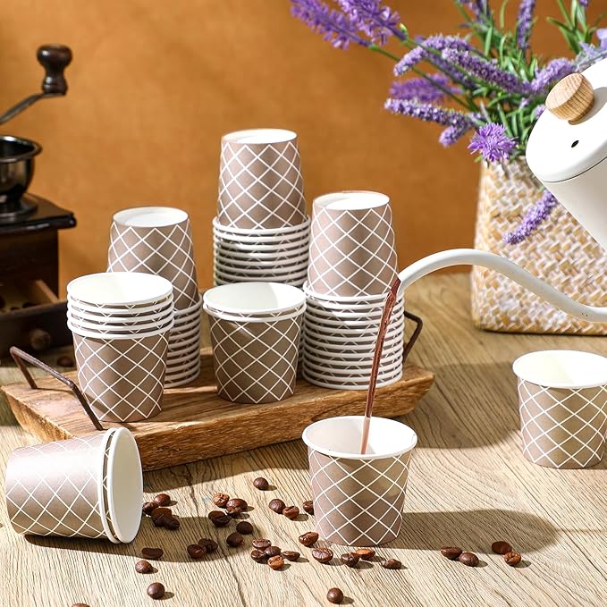 Rtteri 300 Pcs Count 3 oz Disposable Coffee Cups Disposable Espresso Cups Small Paper Cups 3 oz Cups for Coffee Tea Cocoa Juice Mini Paper Cups for Cafes Offices and Home