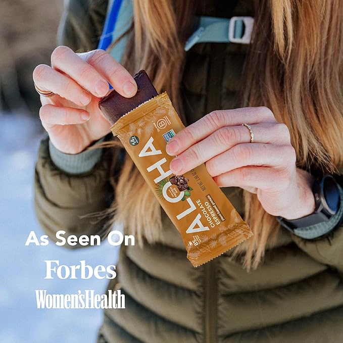 ALOHA Organic Plant Based Protein Bars - Chocolate Espresso (85mg Caffeine) - 12 Bars, Vegan, Low Sugar, Gluten-Free, Paleo, Low Carb, Non-GMO, No Stevia, No Erythritol