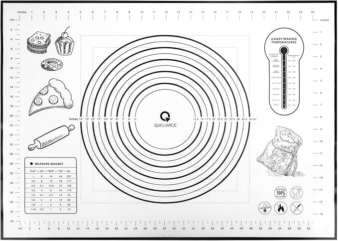 Silicone Pastry Mat, Baking Mat for Rolling Out Dough, 20''(W)28''(L), Dough Mat for Rolling, Black Fondant Mat